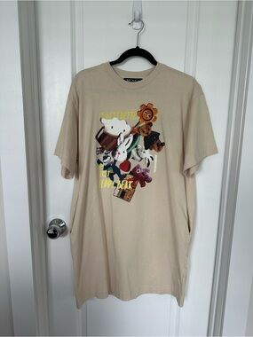 Molo Beige Graphic Teddy Bear Short Sleeve T-shirt dress